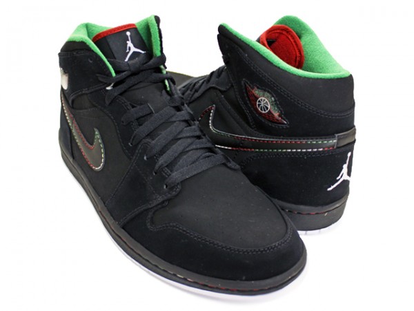 Jordan 1 Retro Black White Classic Green Varsity Red Shoes