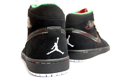 Jordan 1 Retro Black White Classic Green Varsity Red Shoes - Click Image to Close