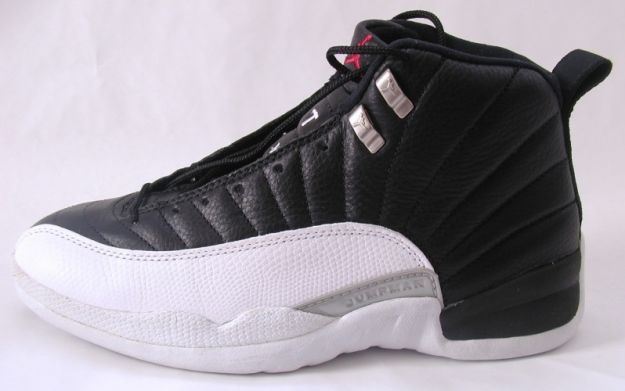 jordan 12 playoffs black varsity red white metallic silver shoes - Click Image to Close