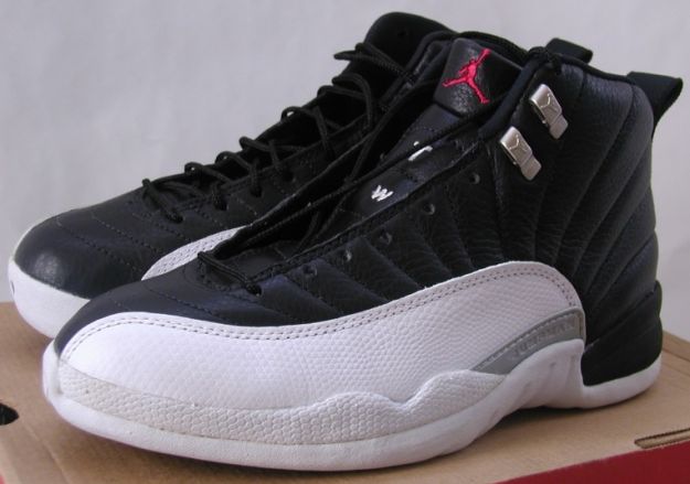 jordan 12 playoffs black varsity red white metallic silver shoes - Click Image to Close