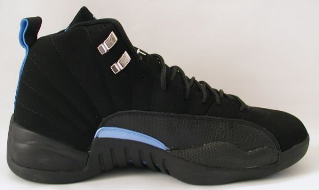 Jordan 12 Retro nubucks unc black university blue shoes