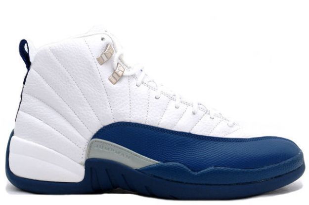 Jordan 12 Retro white french blue metallic silver shoes