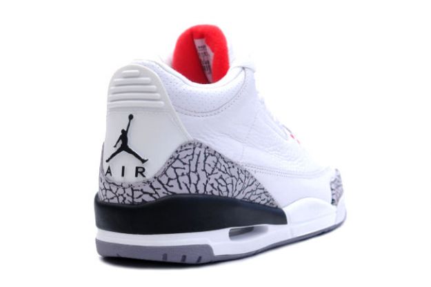 Jordan 3 Retro White Cement Grey Fire Red Shoes - Click Image to Close