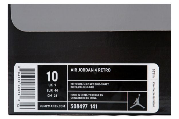 Jordan 4 Retro white military blue neutral grey shoes