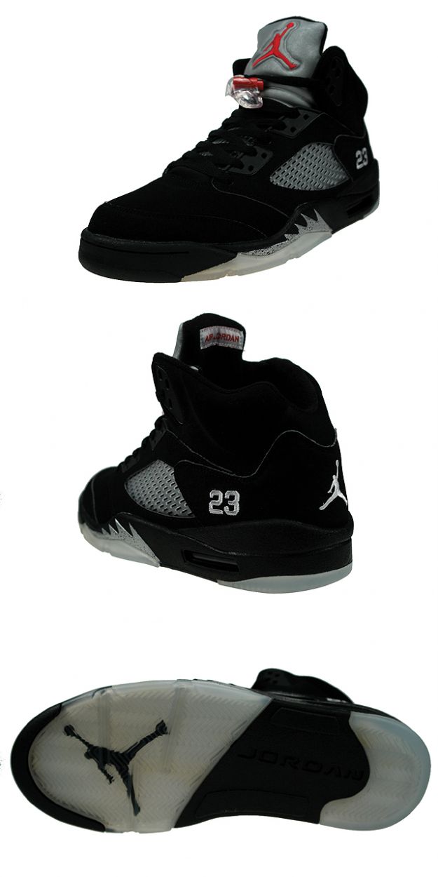 Jordan 5 Retro black metallic silver shoes - Click Image to Close