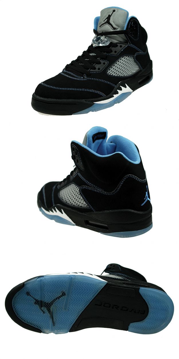Jordan 5 Retro black university blue white shoes