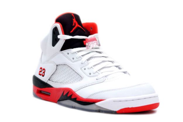 Jordan 5 Retro fire red white fire red black shoes