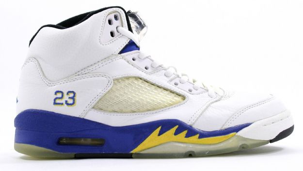 Jordan 5 Retro laney white varsity royal varsity maize shoes