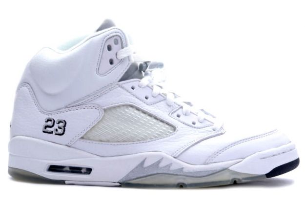 Jordan 5 Retro white metallic silver black shoes