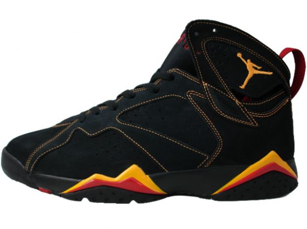 Jordan 7 Retro black citrus varsity red shoes