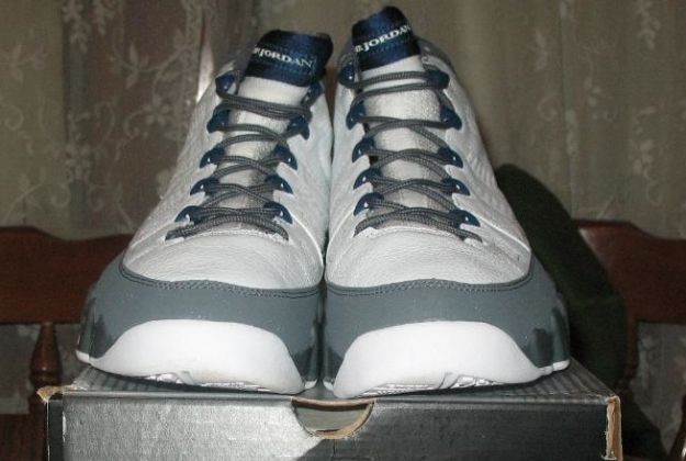 Jordan 9 Retro white french blue flint grey shoes