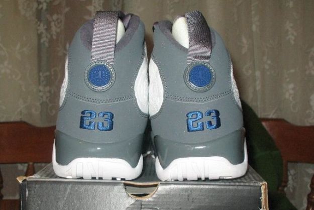 Jordan 9 Retro white french blue flint grey shoes - Click Image to Close